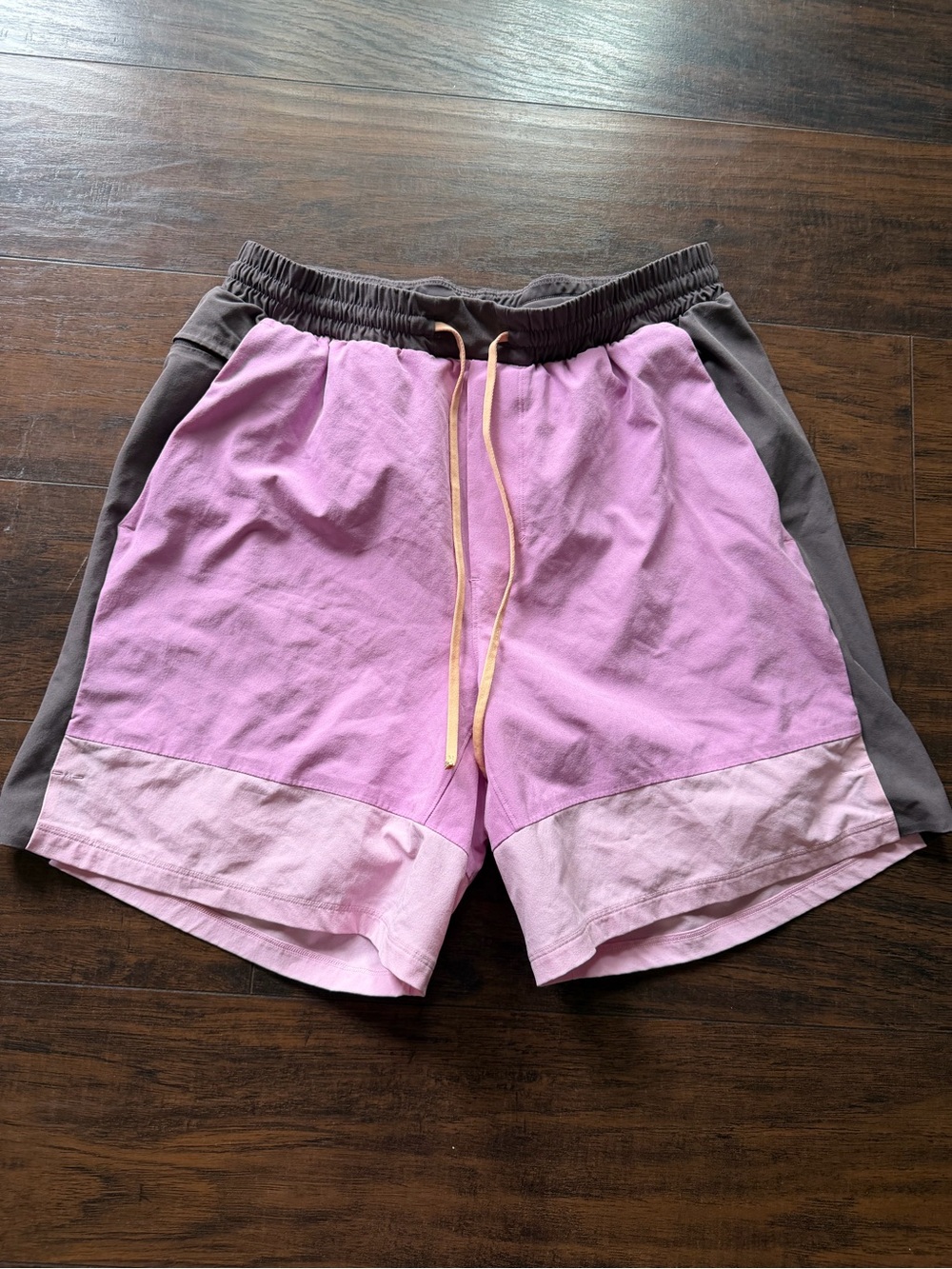 Men's Two-Tone Pink Athletic Shorts with Drawstring